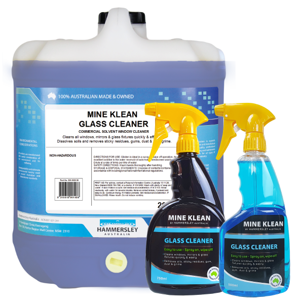 hammersleys mine klean glass cleaner 500ml, 750ml and 20lt bottle