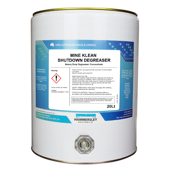 hammersleys mine klean shutdown degreaser 20lt drum