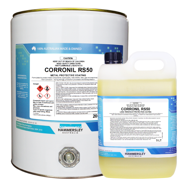 hammersley's corronil rs50 rust and corrosion protectin 5lt bottle and 20lt drum