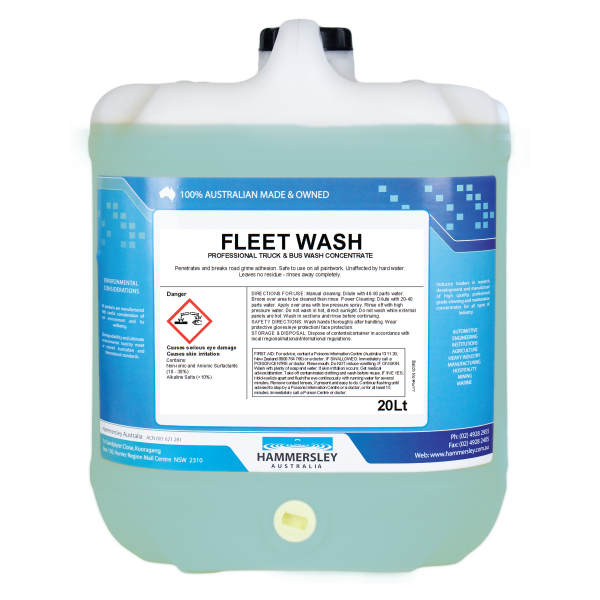 hammersley's fleet wash truck and bus wash 20lt bottle