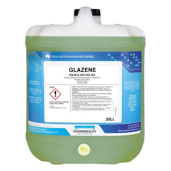 hammersley's glazene dishwashing rinse aid 20lt concentrate