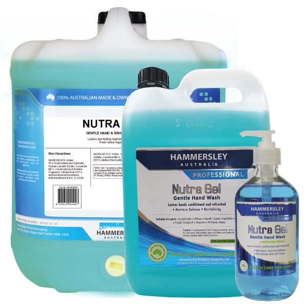 hammersley's nutra gel hand wash 500ml, 5lt and 20lt sizes