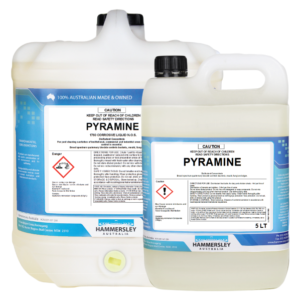 hammersley's pyramine food safe disinfectant concentrate 5lt and 20lt bottles
