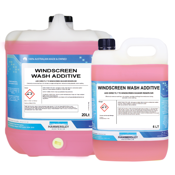 hammersley's windscreen wash additive 5lt and 20lt bottles