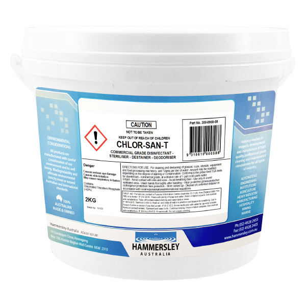 hammersley's chlor san t steriliser, destainer and deodoriser 2kg bucket