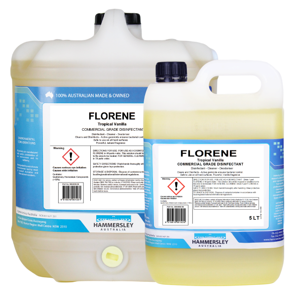 hammersley's florene tropical vanilla 5lt and 20lt bottles