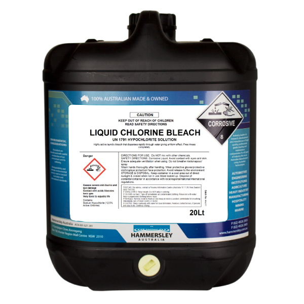 hammersley's liquid chlorine bleach 20lt bottle