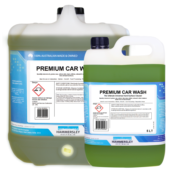 hammersley's premium car wash concentrate 5lt and 20lt bottles