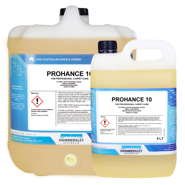 hammersley's prohance 10 nylon carpet cleaner 5lt and 20lt bottles