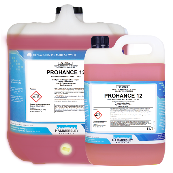 hammersley's prohance 12 heavy soil carpet cleaner 5lt and 20lt bottles