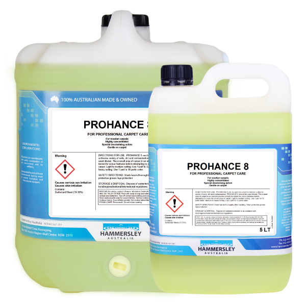 hammersley's prohance 8 woollen carpet cleaner 5lt and 20lt bottles