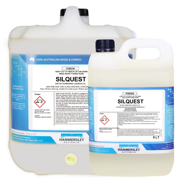 hammersley's silquest glass and dish washing concentrate 5lt and 20lt bottles
