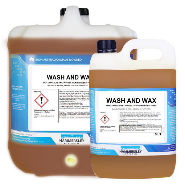 hammersley's wash and wax car wash 5lt and 20lt bottles